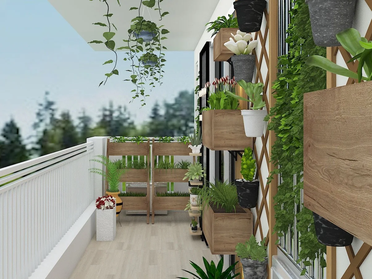 Balcony Design with a view of the city skyline